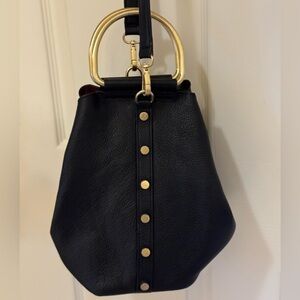 Sam Edelman Leather Black Tobo Bag with Gold Accents